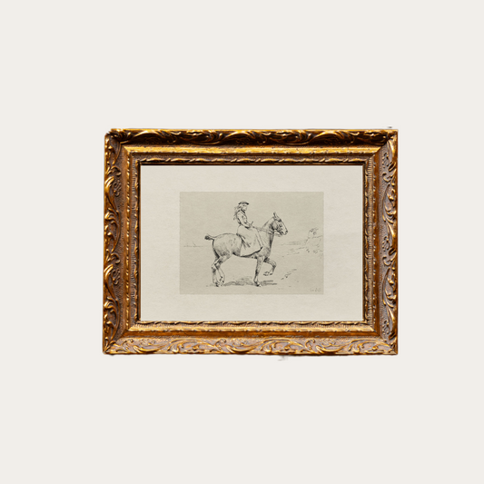 Equestrian Sketch | French Brass Gold Mould Framed Art - Luxe B Co