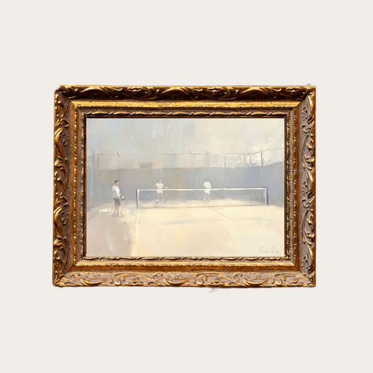 Muted Tennis Match | French Brass Gold Mould Framed Art - Luxe B Co