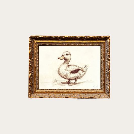 Duckling Sketch | French Brass Gold Mould Framed Art - Luxe B Co