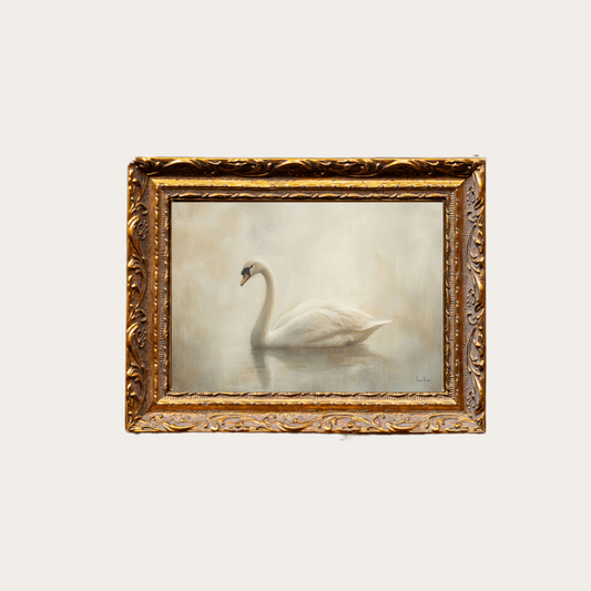 Vintage Swan | French Brass Gold Mould Framed Art - Luxe B Co