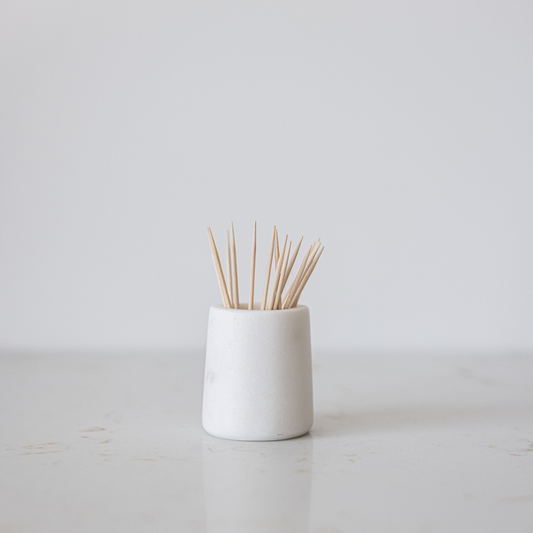 White Marble Toothpick Holder - Luxe B Co