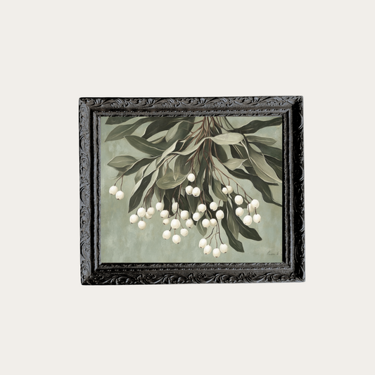 Muted Mistletoe | French Black Mould Framed Art - Luxe B Co