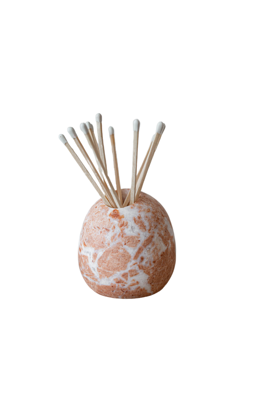 Red travertine Match Holder - Luxe B Co