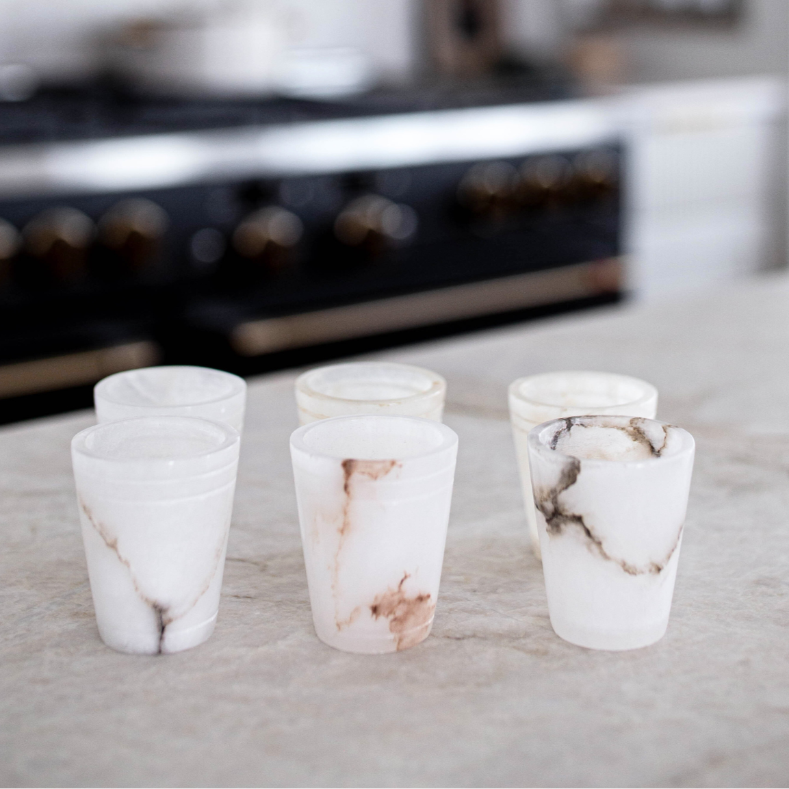 White Alabaster Shot Glasses Set | By Luxe B Co. 