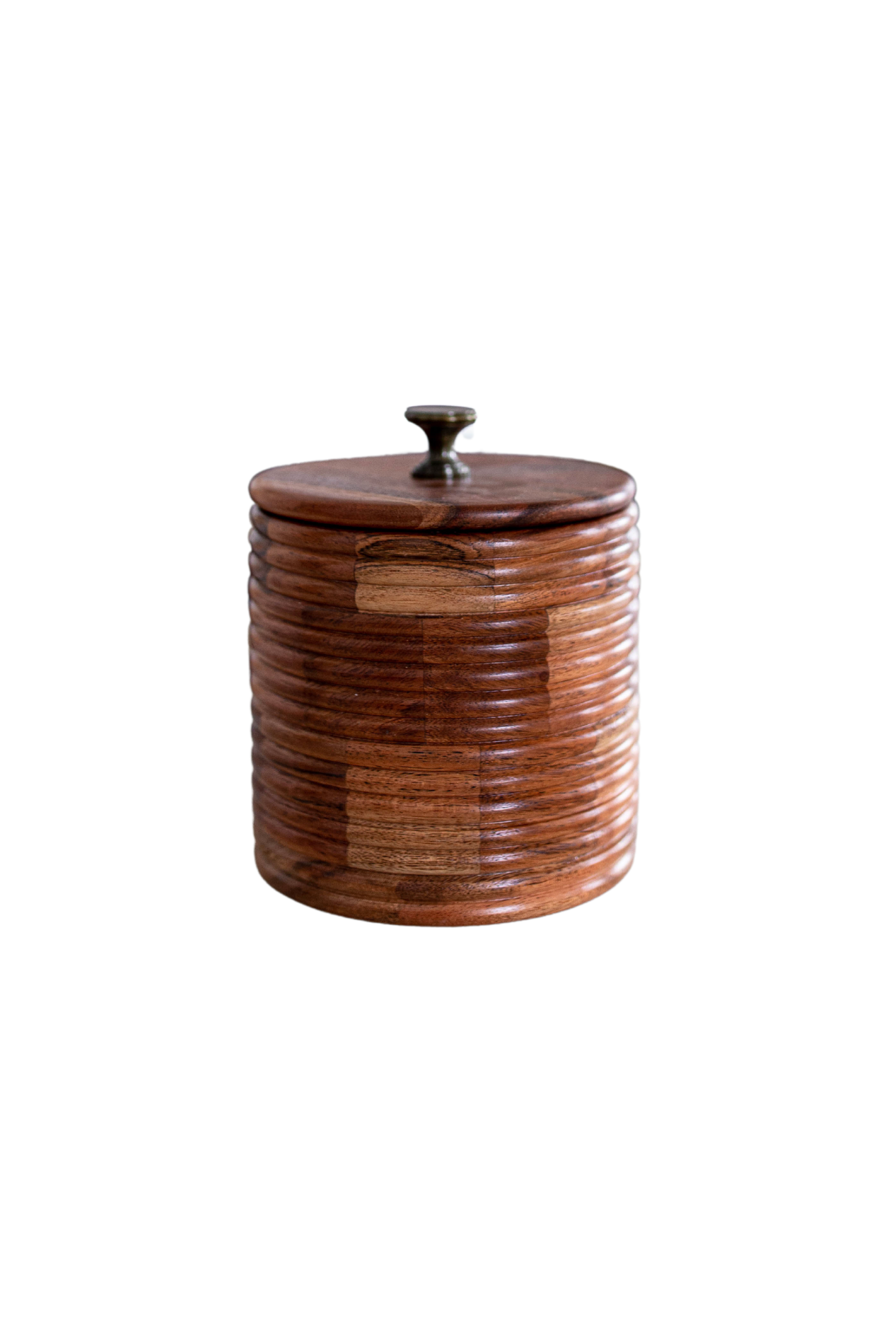 Acacia Wood Ribbed Jar | By Luxe B Co.