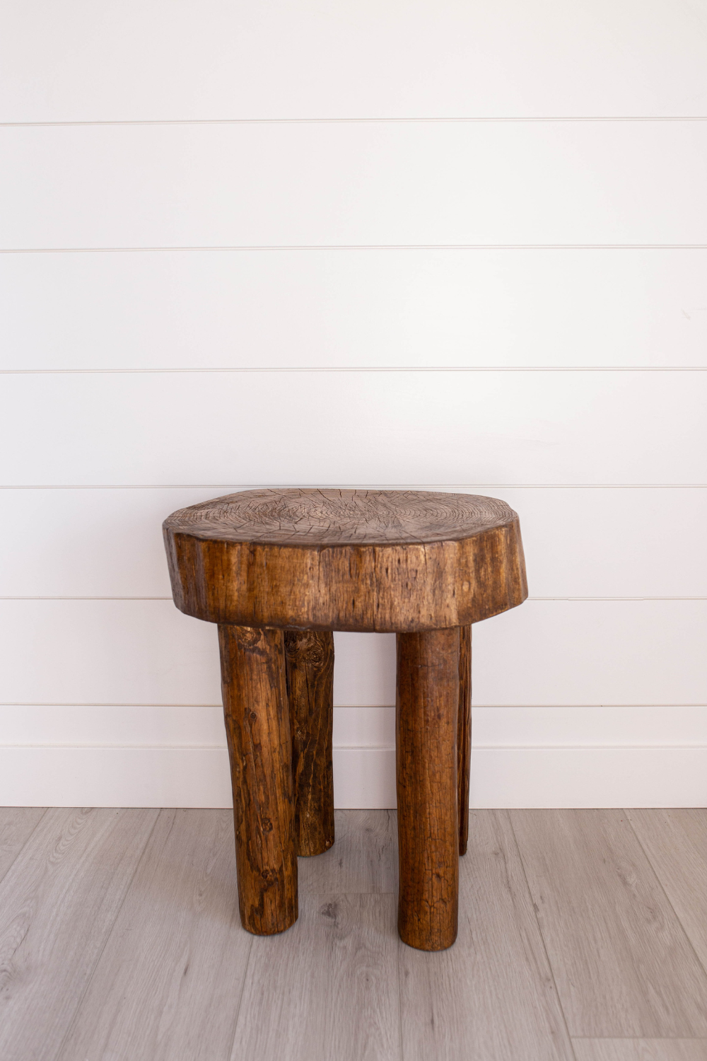 Senufo Round  Stool Bench Side Table Brown - Luxe B Co