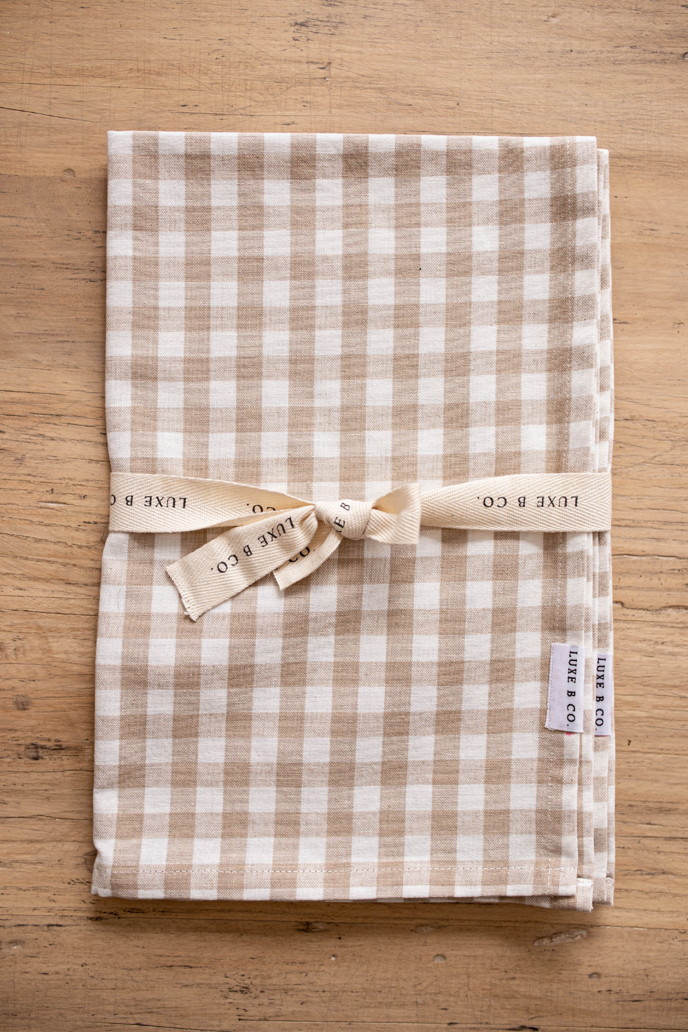 Beige Gingham Kitchen Dish Towel - Luxe B Co