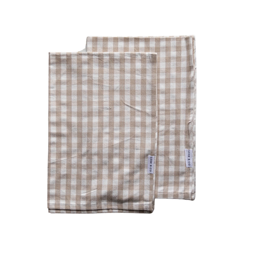 Beige Gingham Kitchen Dish Towel | By Luxe B Co.