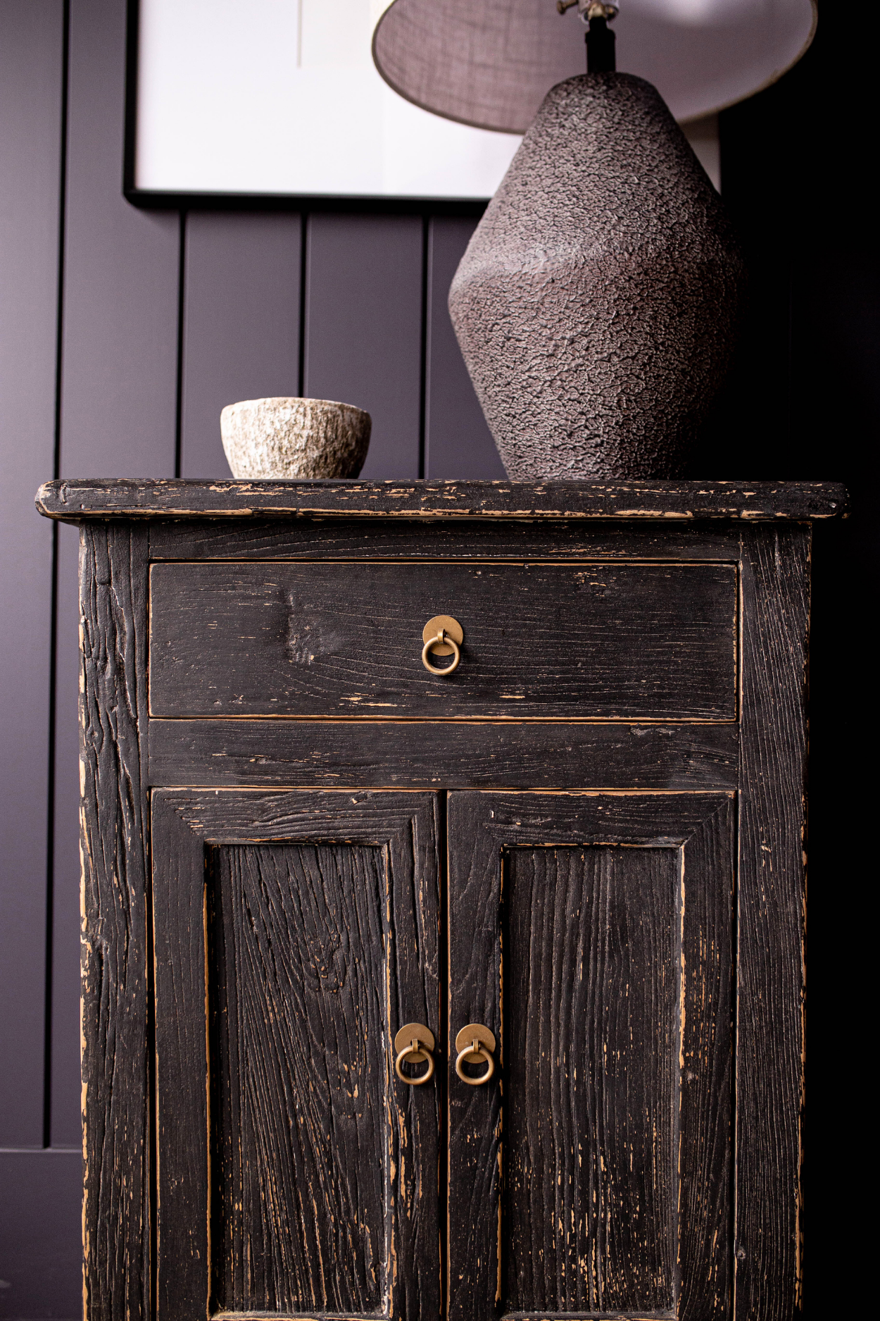 Mendocino Reclaimed Black Elm Wood Side Table | By Luxe B Co. 