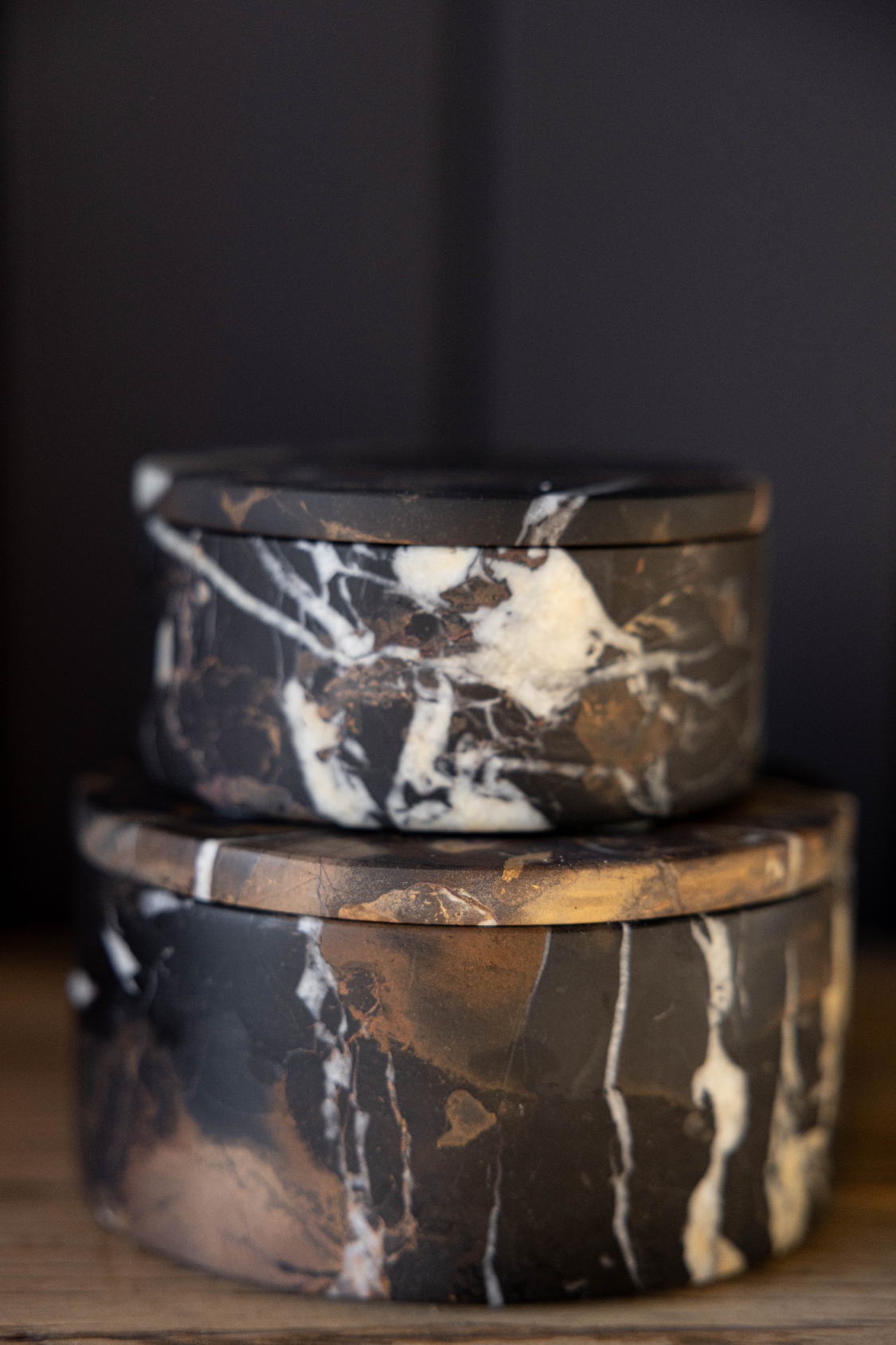 Black & Gold Lidded Marble Dish | By Luxe B Co.