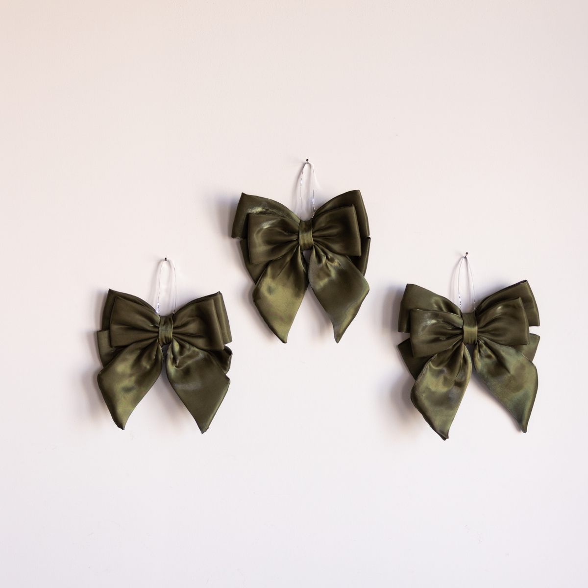 Olive green gauze bow by Luxe B Co, featuring a bold, stylish design ideal for hair accessories or decorative use.