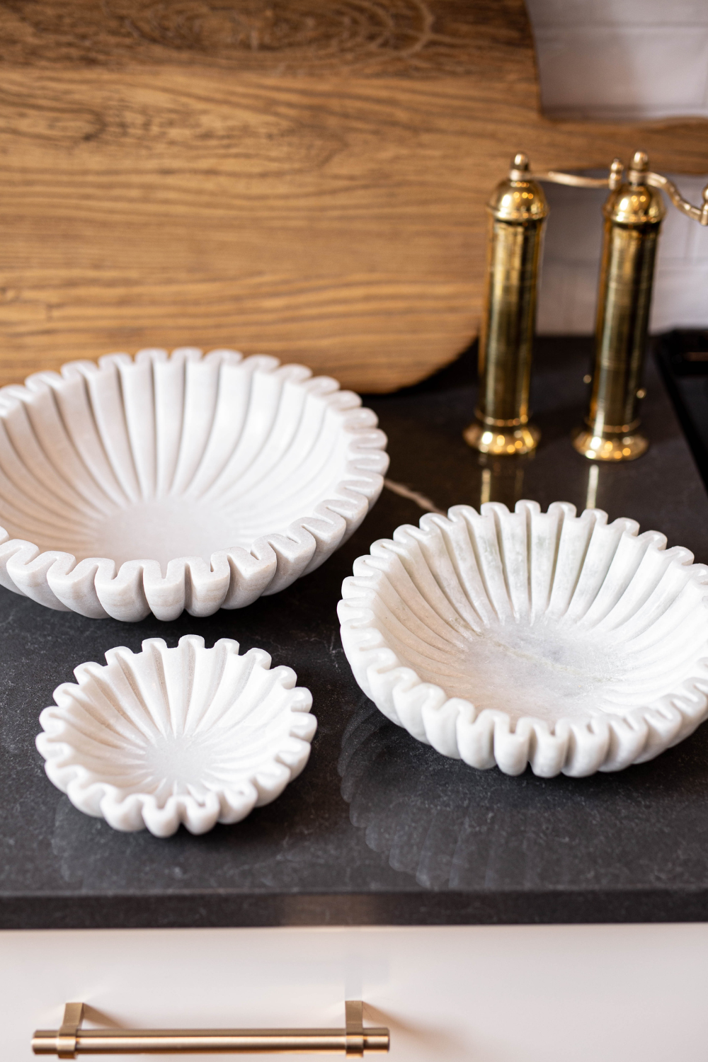 Marble Fluted Scalloped Bowls Large - Luxe B Co