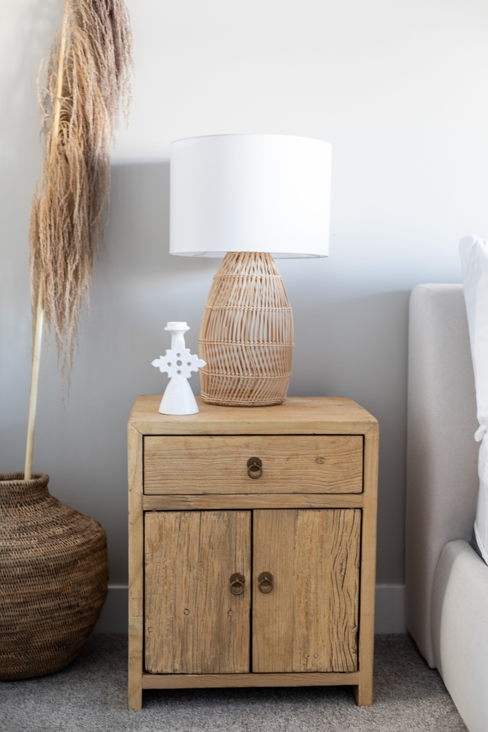 Sausalito Reclaimed Elm Wood Side Table | By Luxe B Co. 