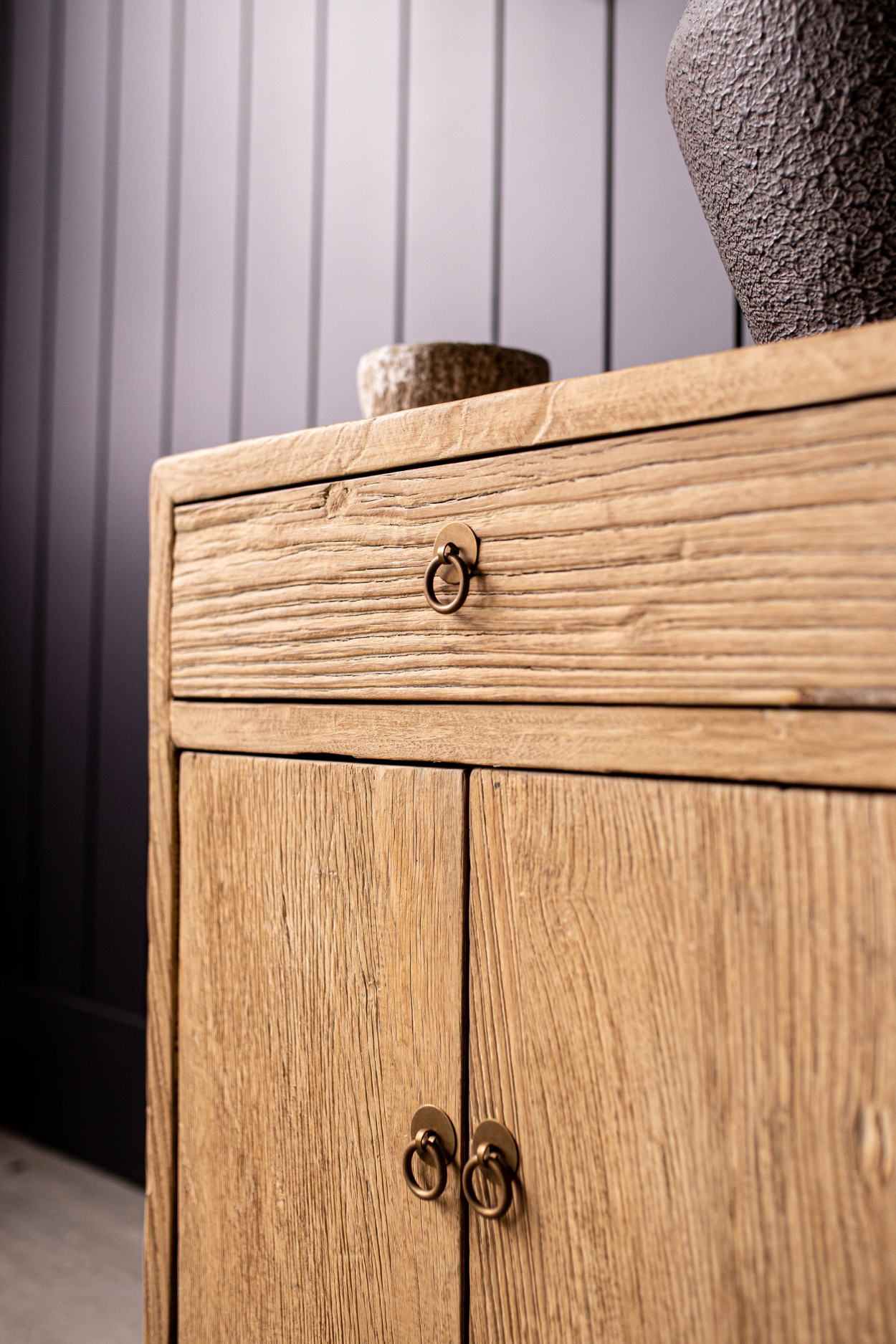 Sausalito Reclaimed Elm Wood Side Table | By Luxe B Co. 