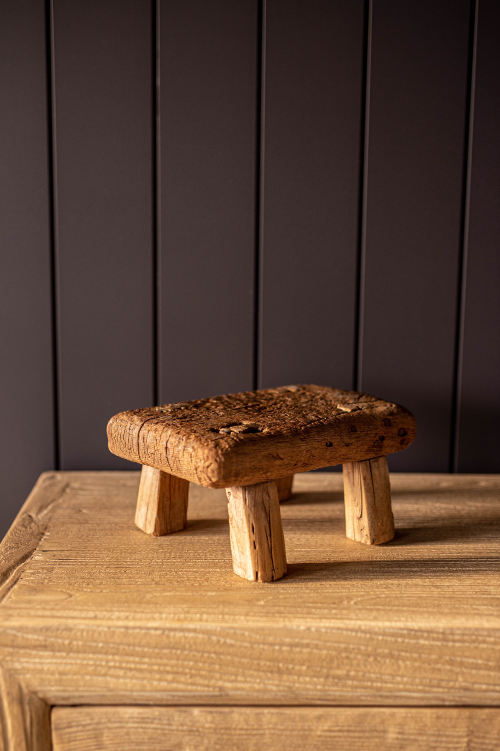 Vintage Stubby Small Wooden Stool - Luxe B Co