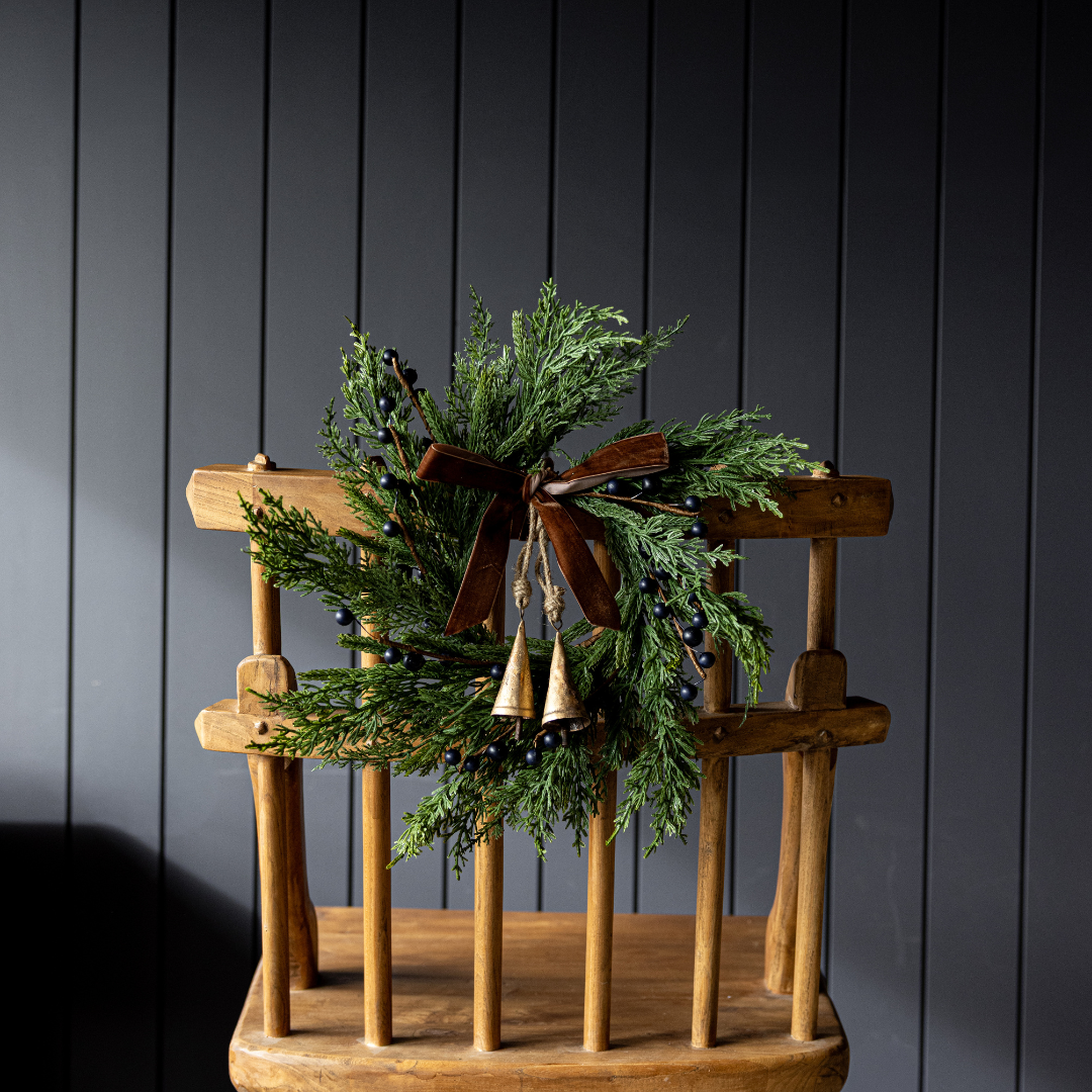 Navy Plum Berry Norfolk Cypress Real Touch Wreath - 14" - Luxe B Co