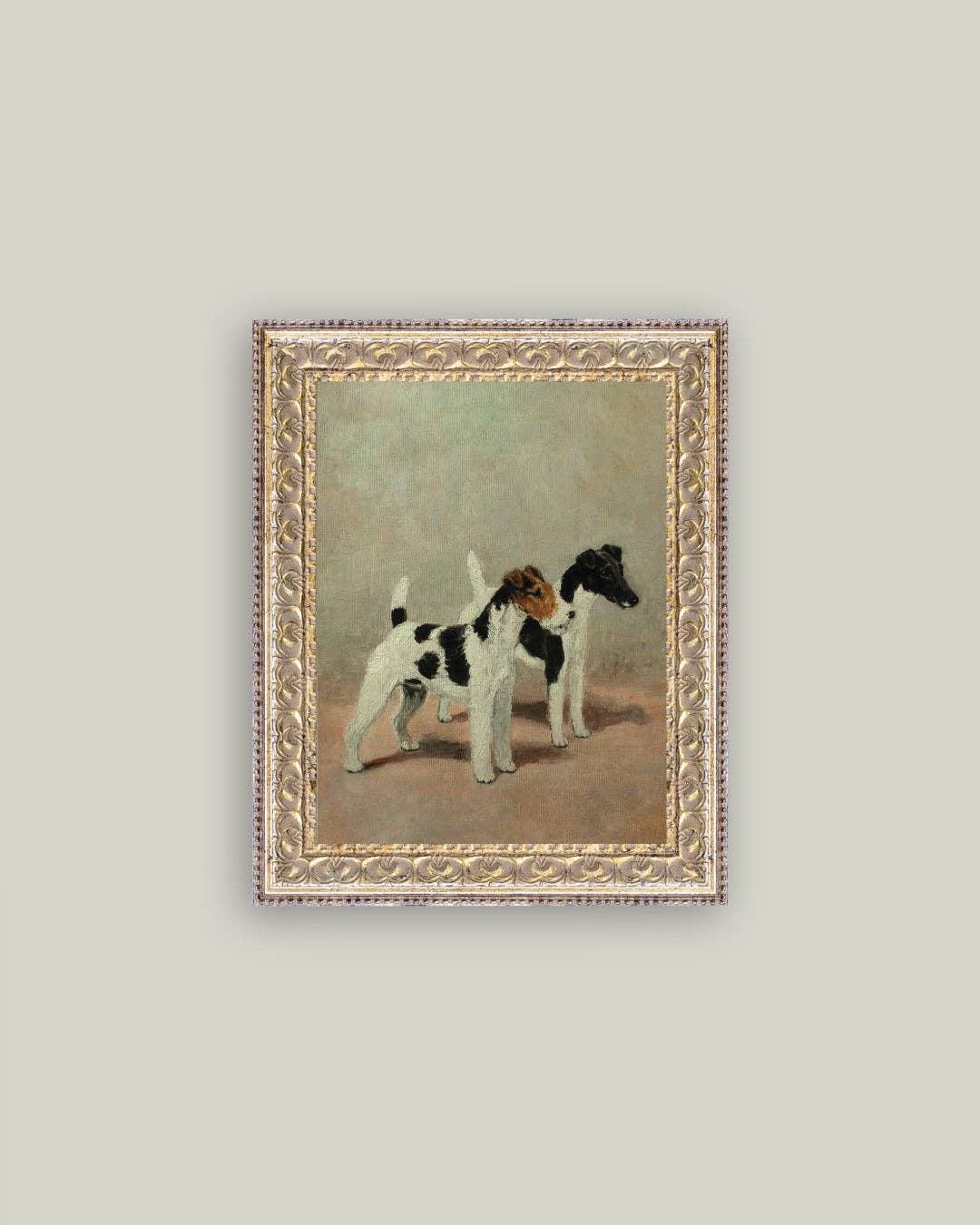 Two Fox Terriers Framed Antique Art