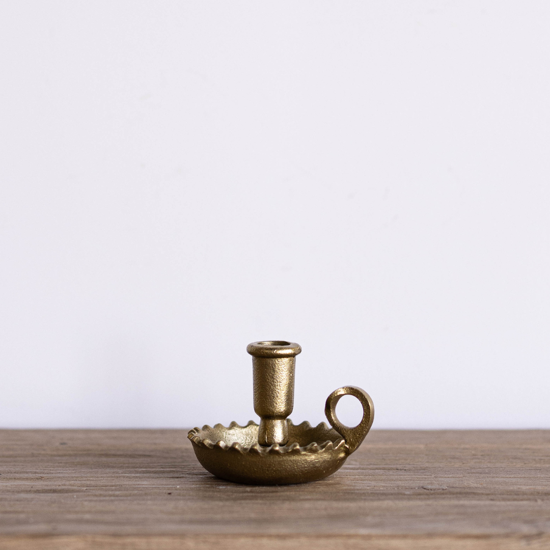 Scalloped Gold Taper Candle Holder - Luxe B Co