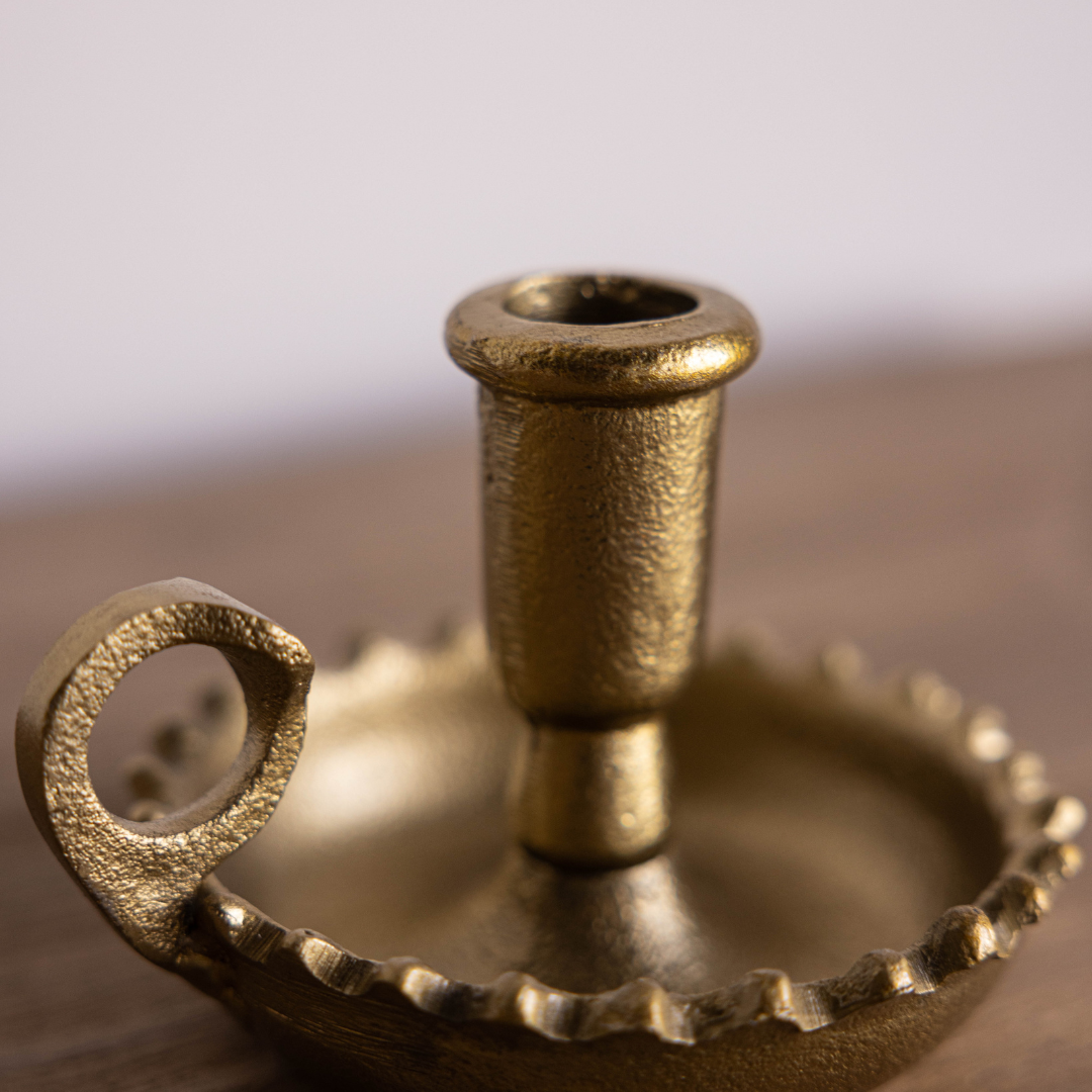 Scalloped Gold Taper Candle Holder - Luxe B Co