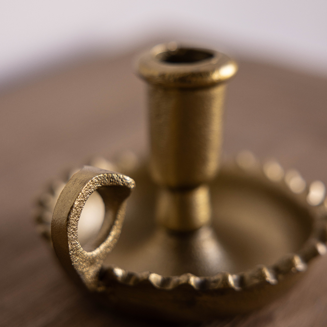 Scalloped Gold Taper Candle Holder - Luxe B Co