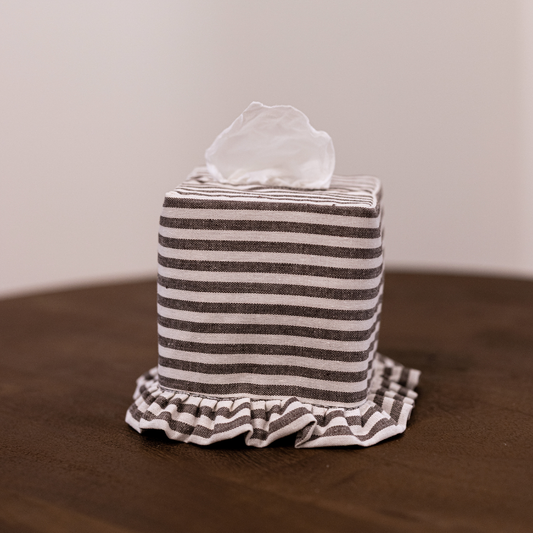 Brown Stripe Cotton Tissue Box Cover