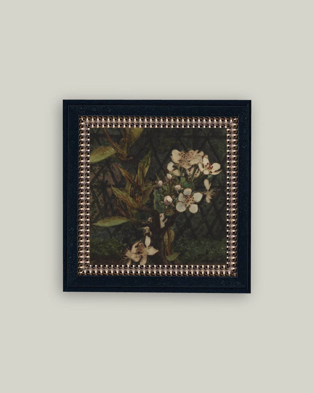 Dark Apple Blossoms Framed Antique Art