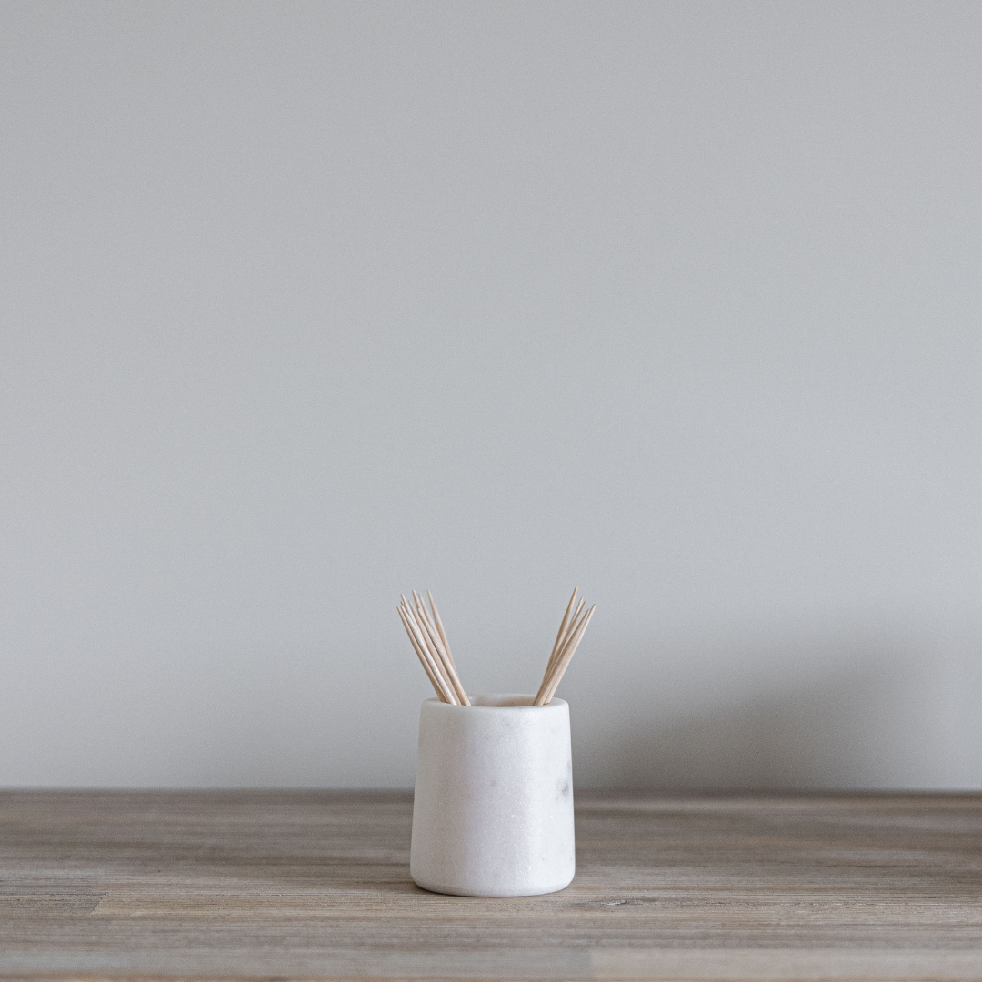 White Marble Toothpick Holder | By Luxe B Co.