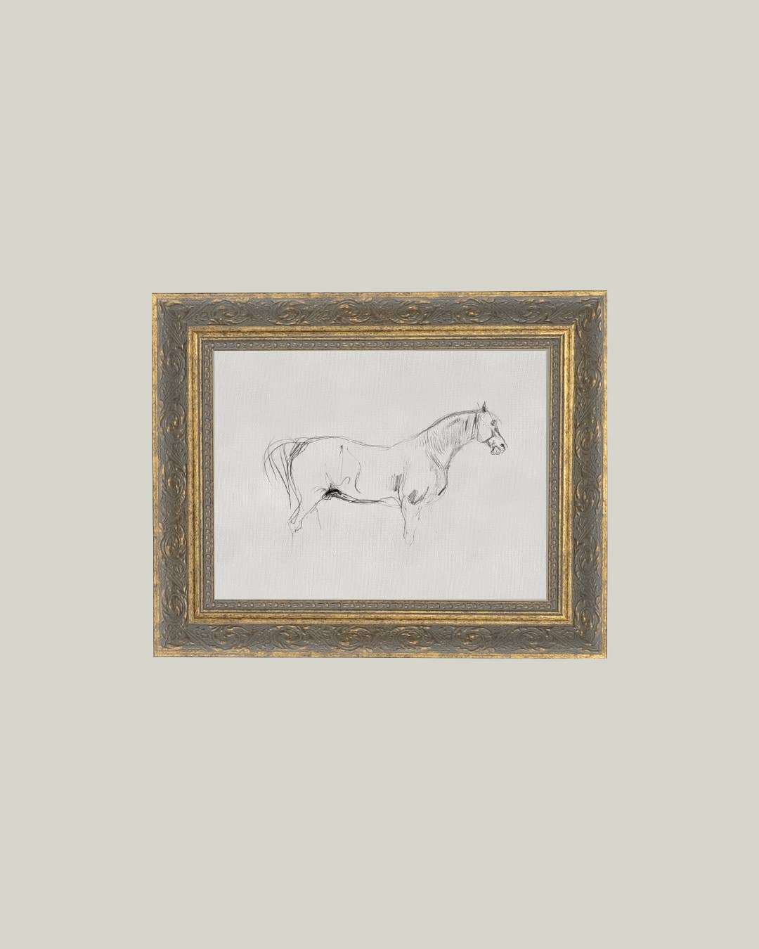 Horse Sketch Framed Antique Art