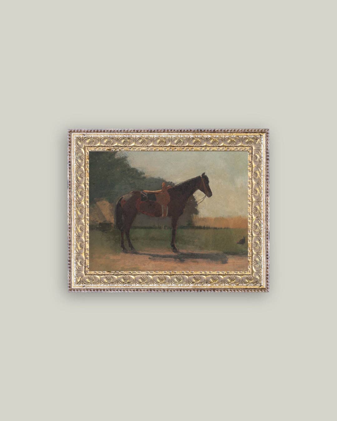 Saddled Horse Framed Antique Art