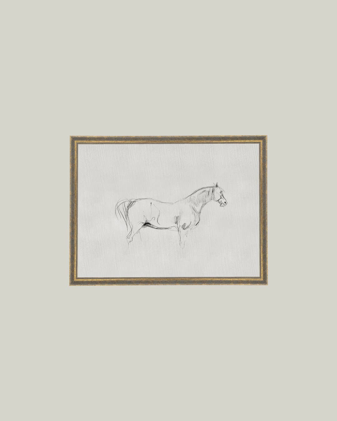 Horse Sketch Framed Antique Art