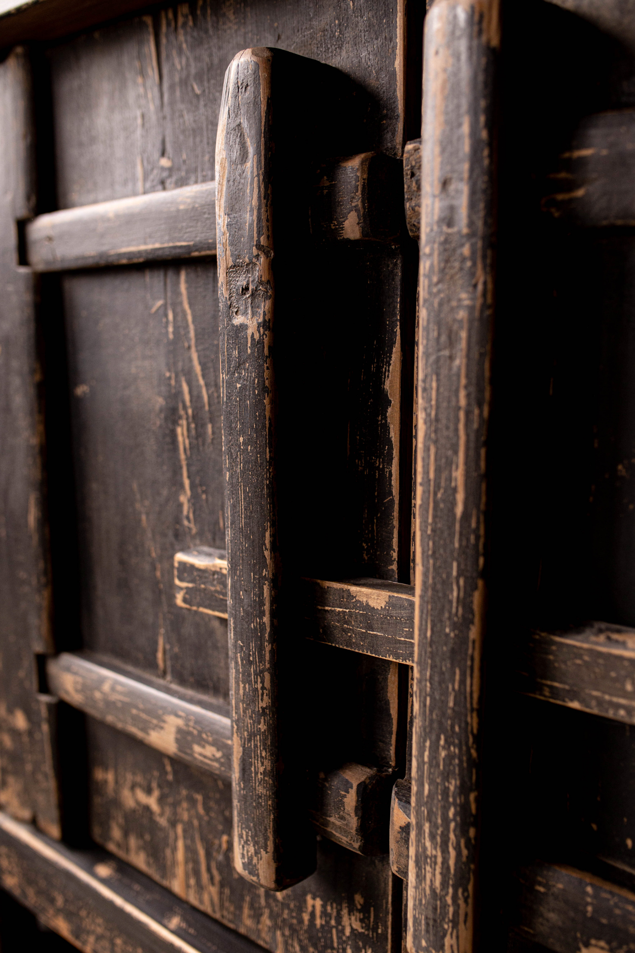 Palm Desert Reclaimed Elm Wood Four-Door Black Console | By Luxe B Co. 