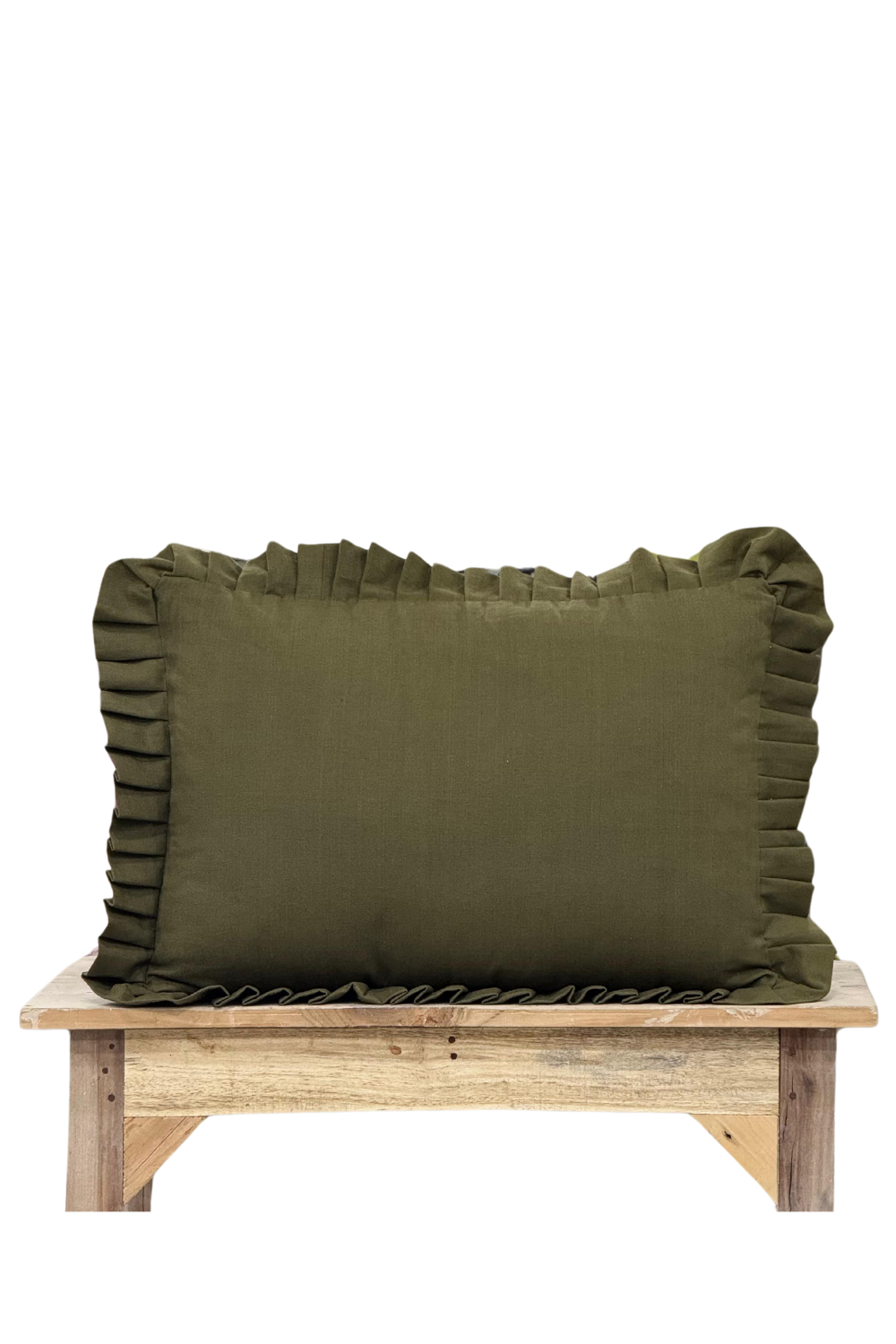 Ruffle Lumbar Pillow Cover Dark Olive Green | By Luxe B Co.