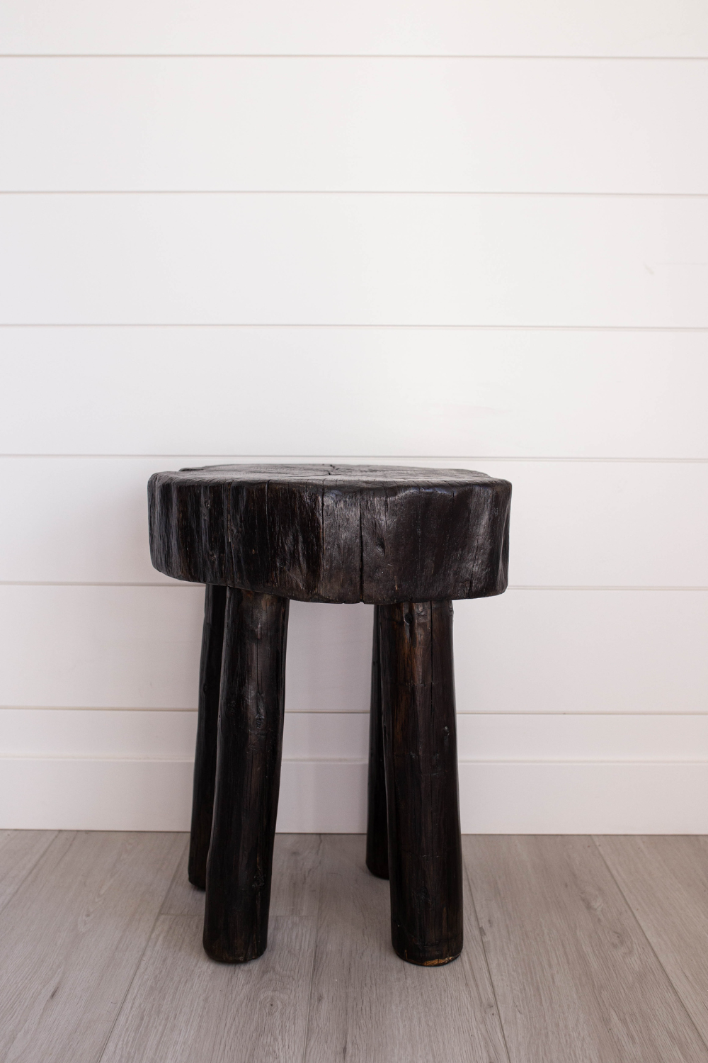 Round Senufo Stool Bench Side Table Black - Luxe B Co