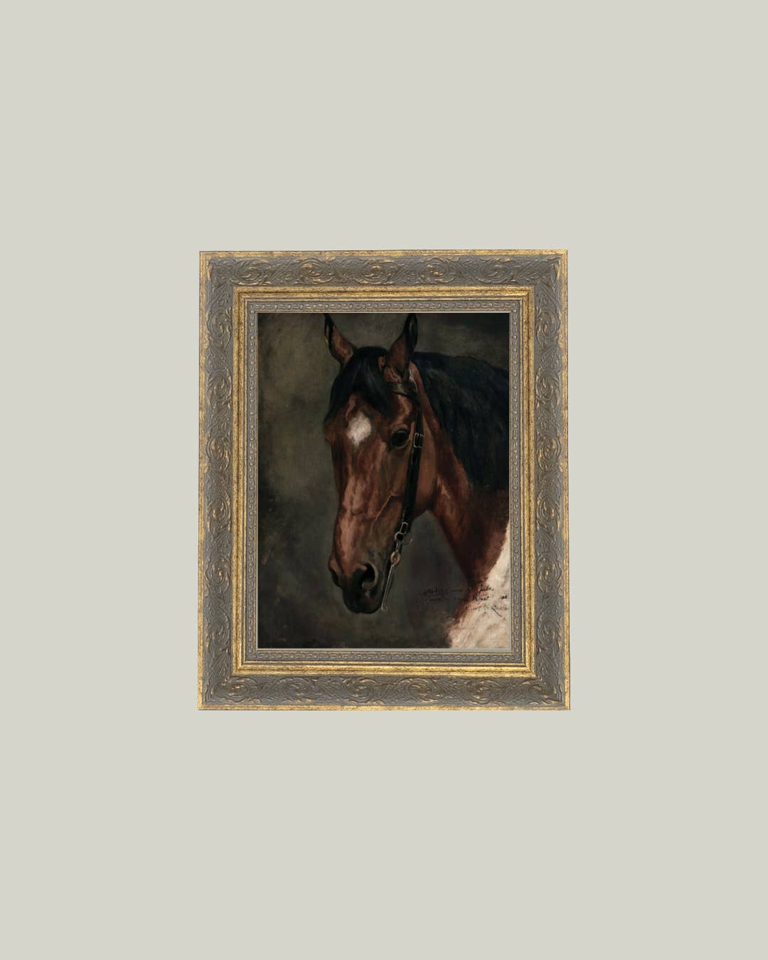 Horse Portrait Framed Antique Art