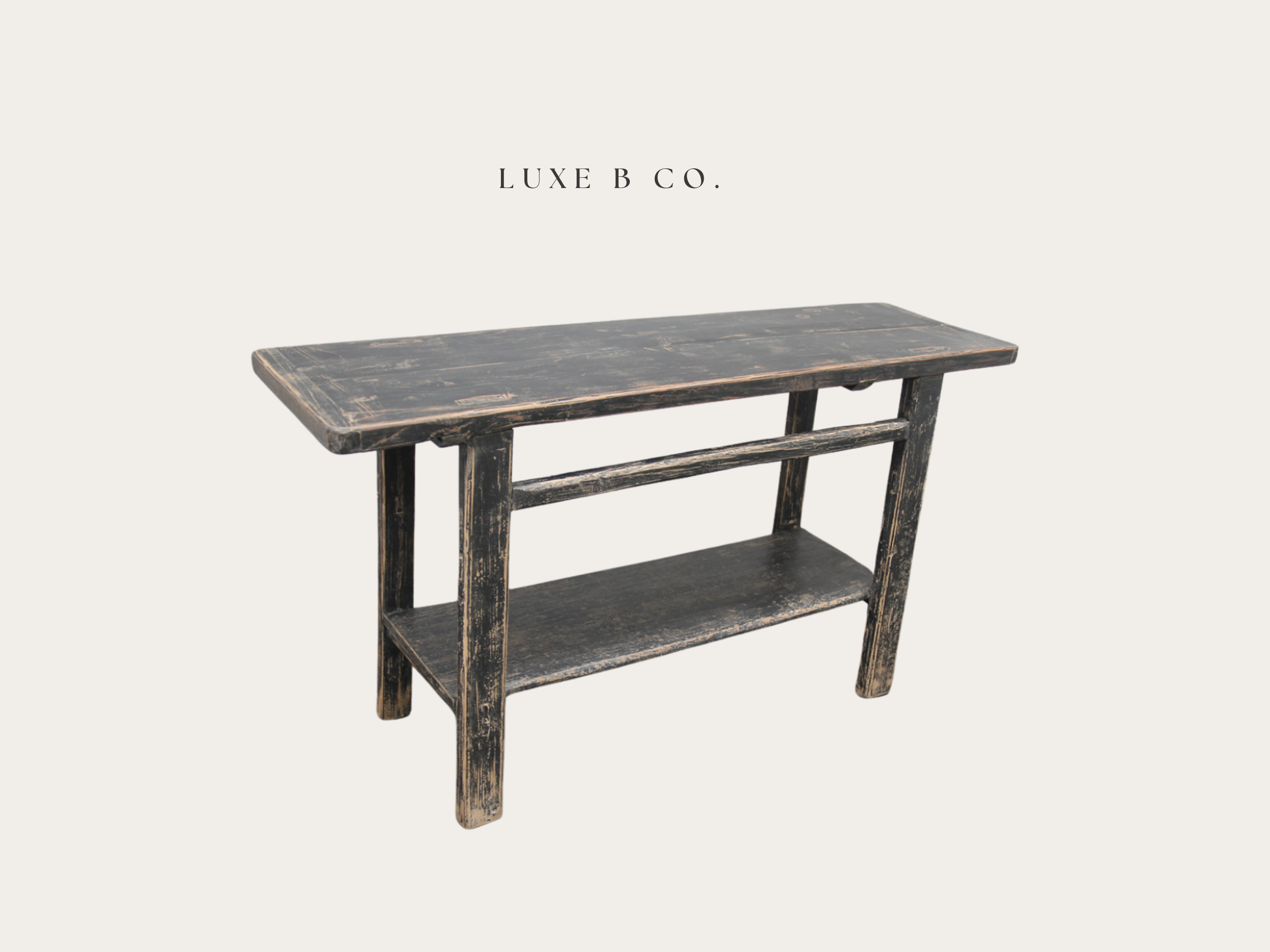 Alameda Black Wash Elm Wood Console Table | By Luxe B Co. 