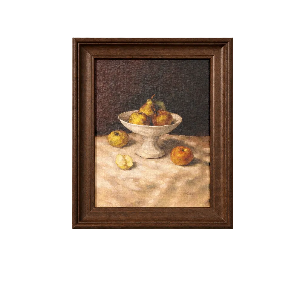 Antique-inspired framed art of fruit by Luxe B Co, featuring classic Westbury-style design in an elegant frame.