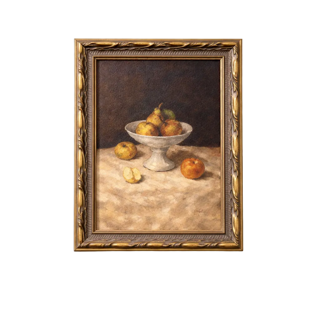 Antique-inspired framed art featuring vintage fruit illustration with heritage patina by Luxe B Co.
