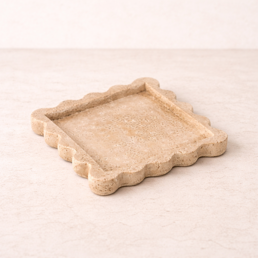 Beige Cement Scalloped Tray | By Luxe B Co.