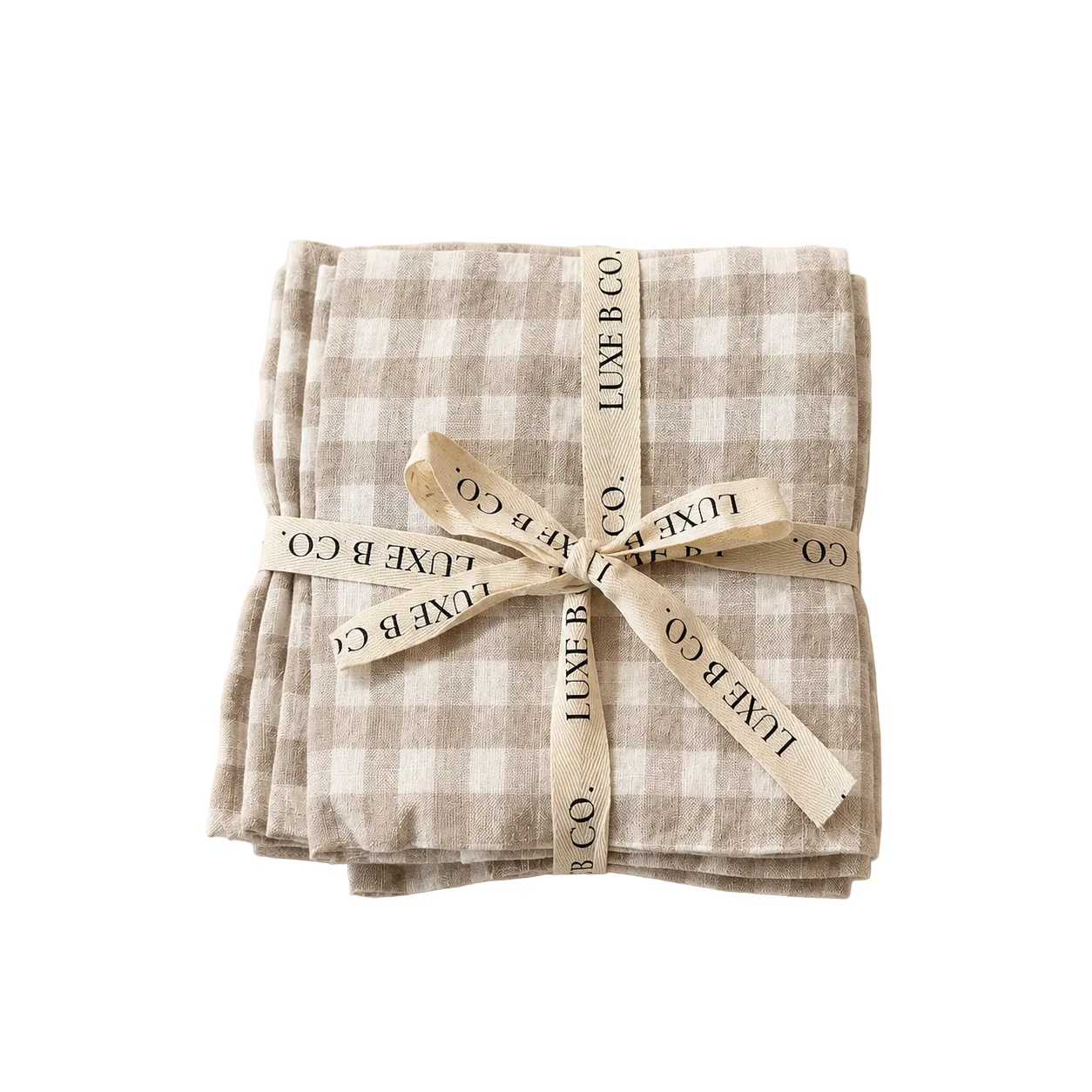Beige Gingham Linen Napkin Set By Luxe B Co. 