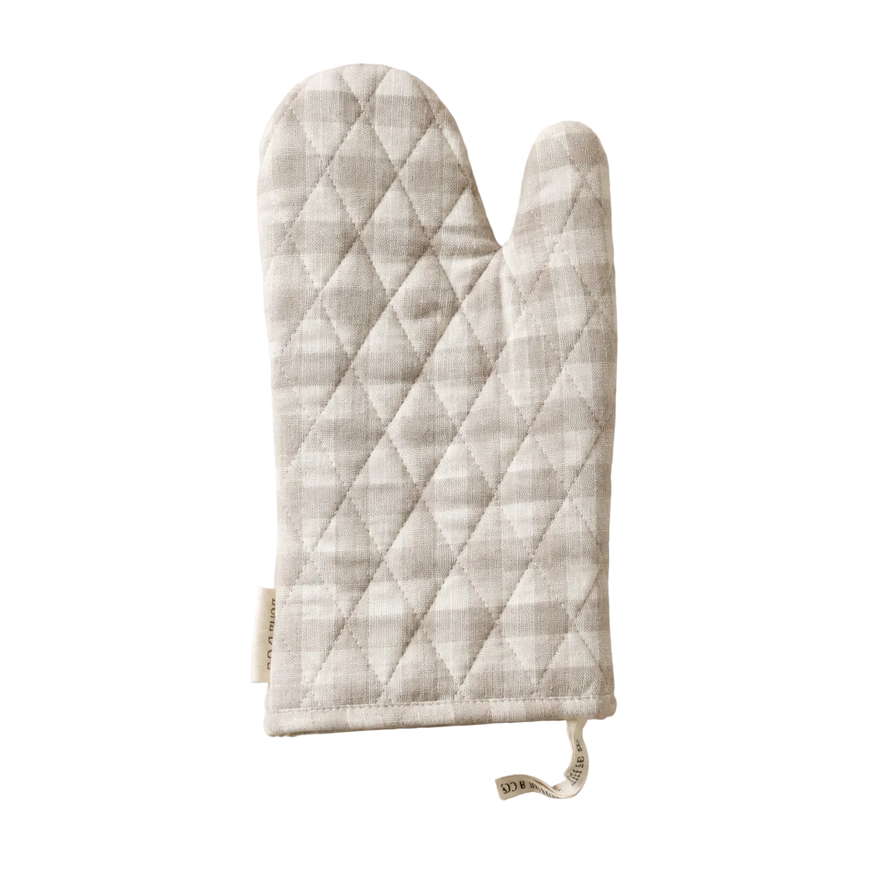 Beige Gingham Linen Oven Mitt By Luxe B Co. 