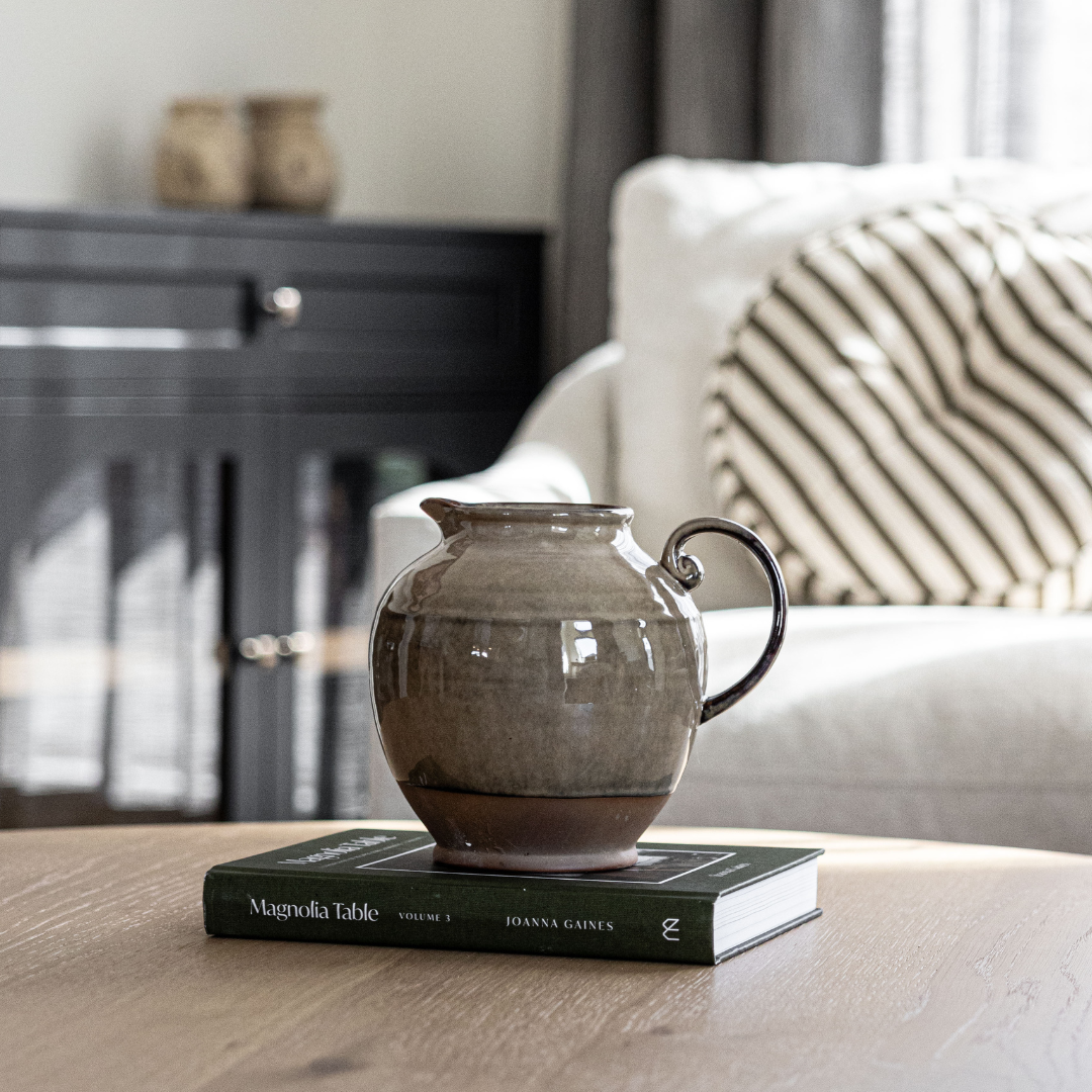 Beige Glazed Stoneware Pitcher | By Luxe B Co.