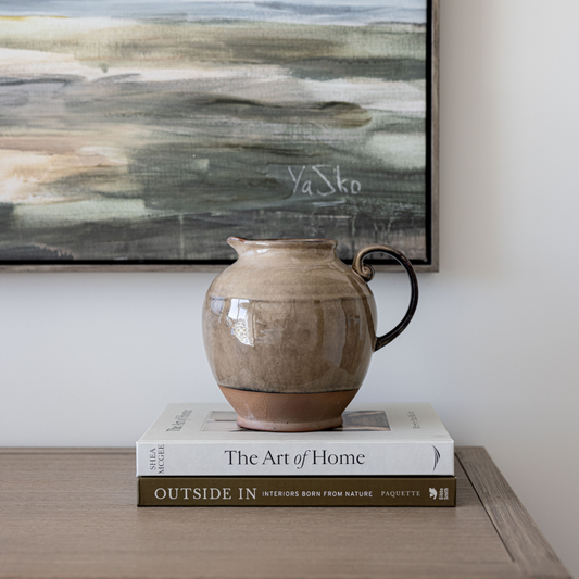 Beige Glazed Stoneware Pitcher | By Luxe B Co.