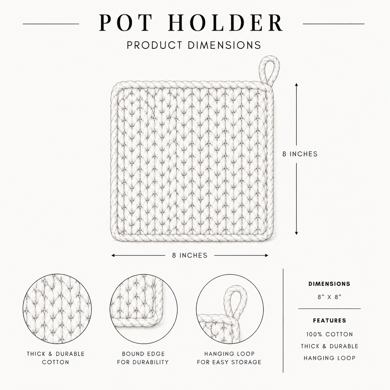 Beige Knitted Pot Holder By Luxe B Co. 
