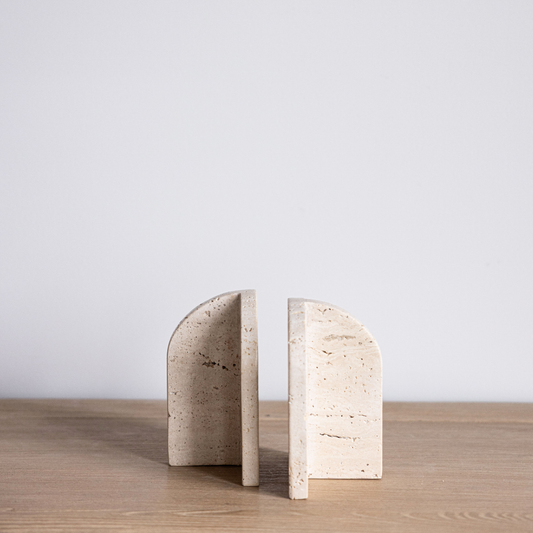 Beige Travertine Bookend Set By Luxe B Co. 