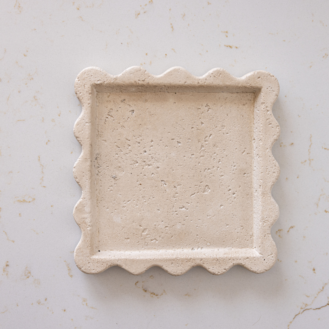 Beige Travertine Cement Tray | By Luxe B Co.