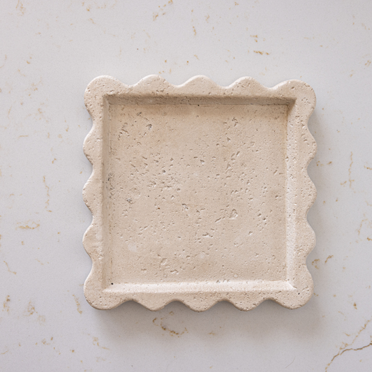 Beige Travertine Cement Tray | By Luxe B Co.