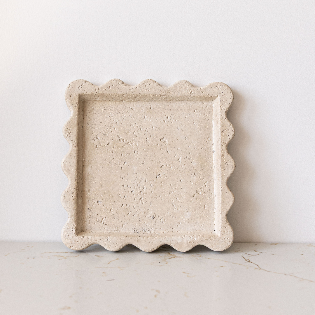 Beige Travertine Cement Tray | By Luxe B Co.