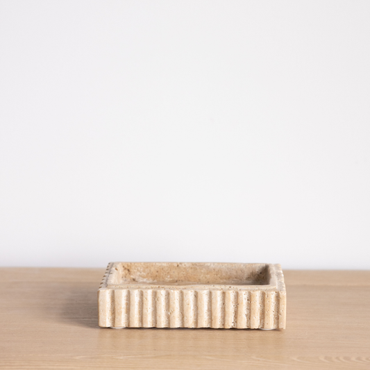 Beige Travertine Fluted Rectangle Tray By Luxe B Co. 