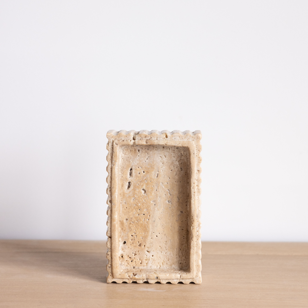 Beige Travertine Fluted Rectangle Tray By Luxe B Co. 