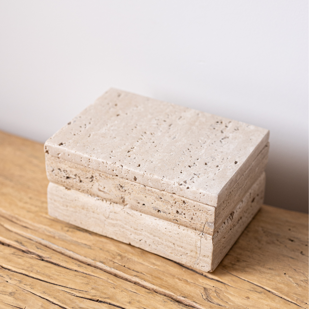 Beige Travertine Rectangle Box By Luxe B Co. 